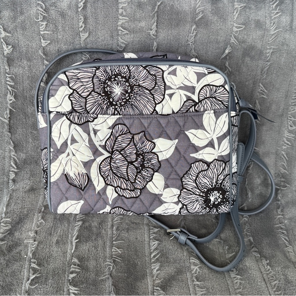 Vera Bradley Gray and White Floral Crossbody Bag